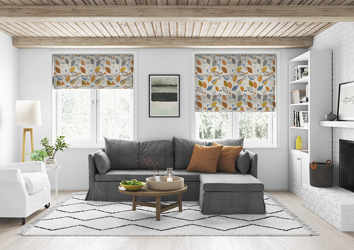 Forest Leaves, Tangerine - Roman Blind - Image 5